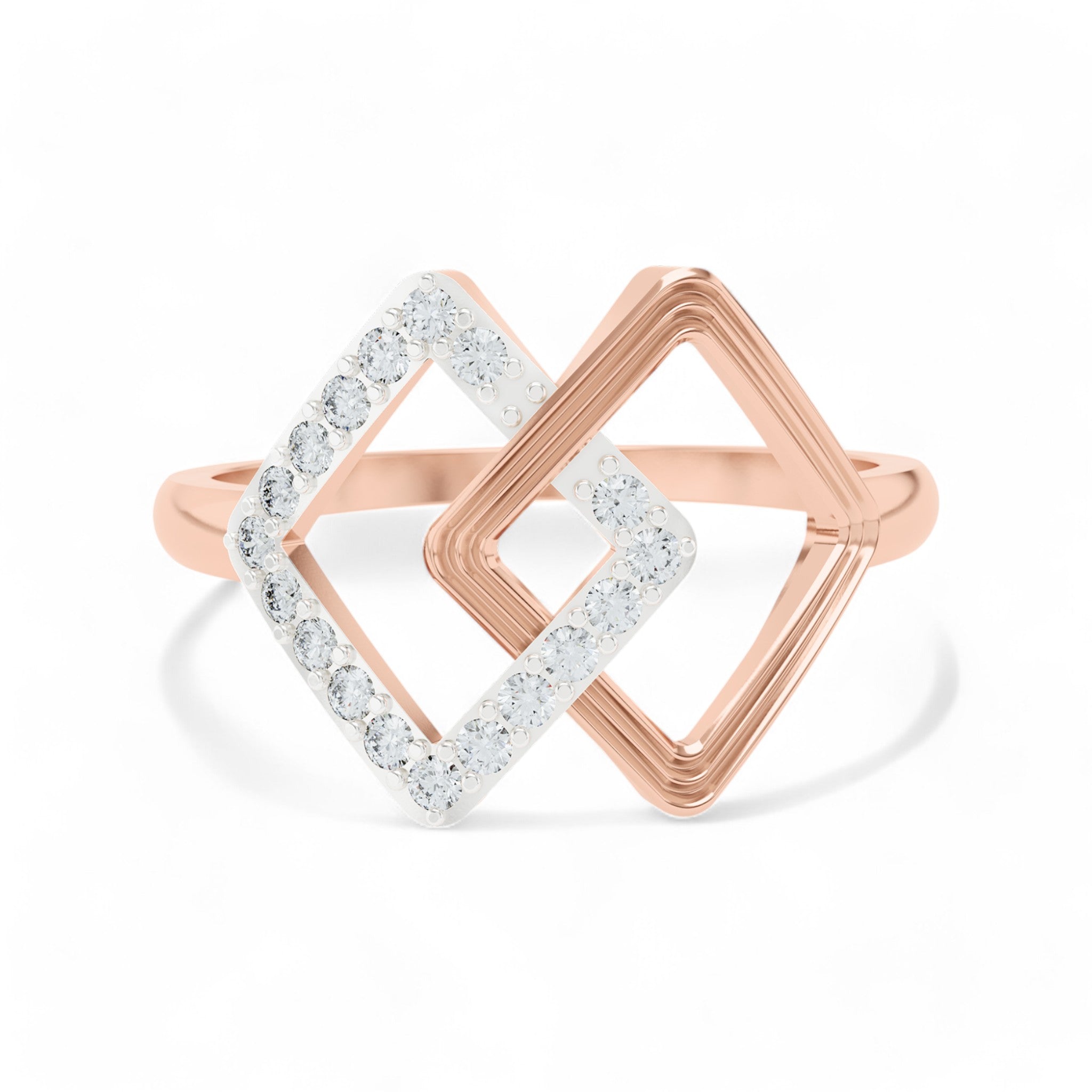 Square Harmony Ring | Gold Diamond Jewellery | Lab Grown Diamond Jewellery  Ring 18k-Rose-Gold-24