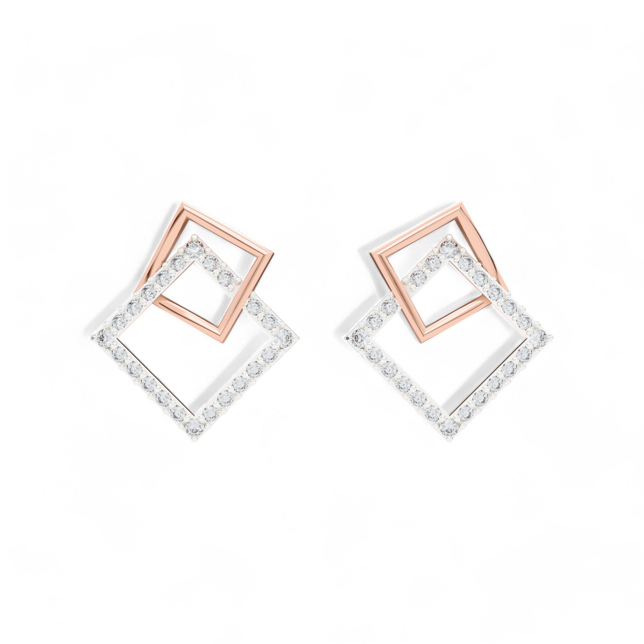 Edgy Elegance Studs | Gold Diamond Earrings | Lab Grown Diamond Earrings  Earring 18k-Rose-Gold