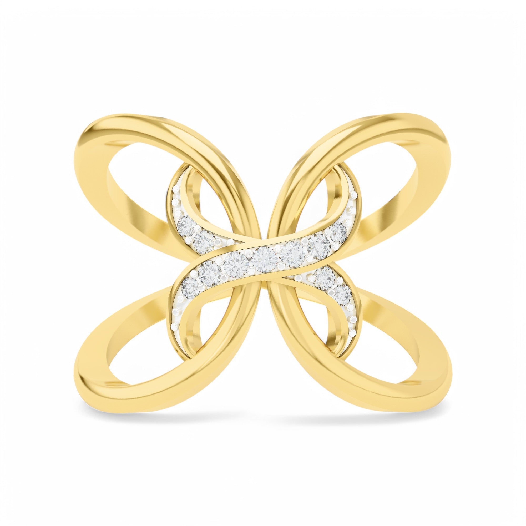 Fluttering Bliss Ring | 925 Silver 18k Gold Plated Jewellery | Gold Vermeil Jewellery | Party Wear Ring