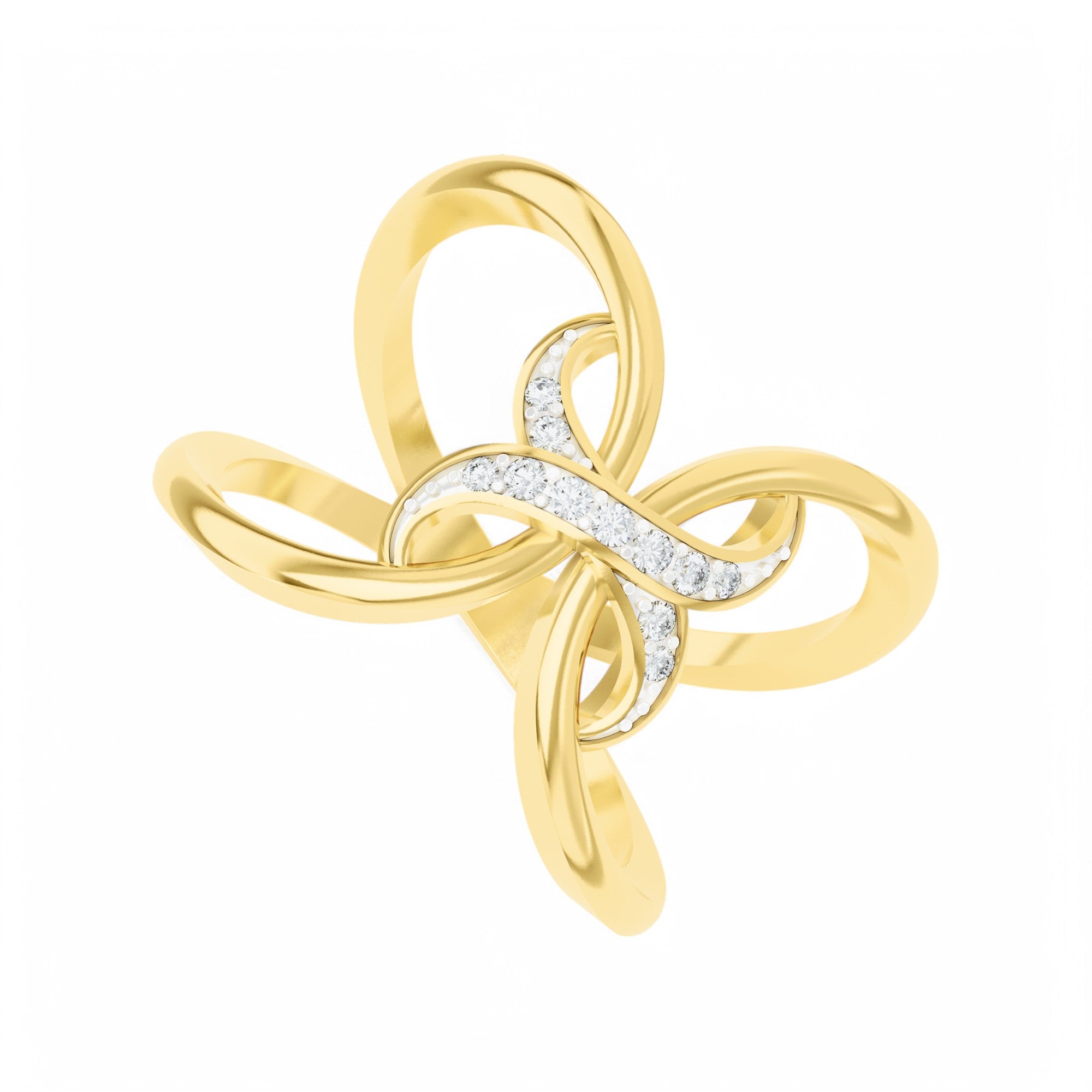 Fluttering Bliss Ring | 925 Silver 18k Gold Plated Jewellery | Gold Vermeil Jewellery | Party Wear Ring