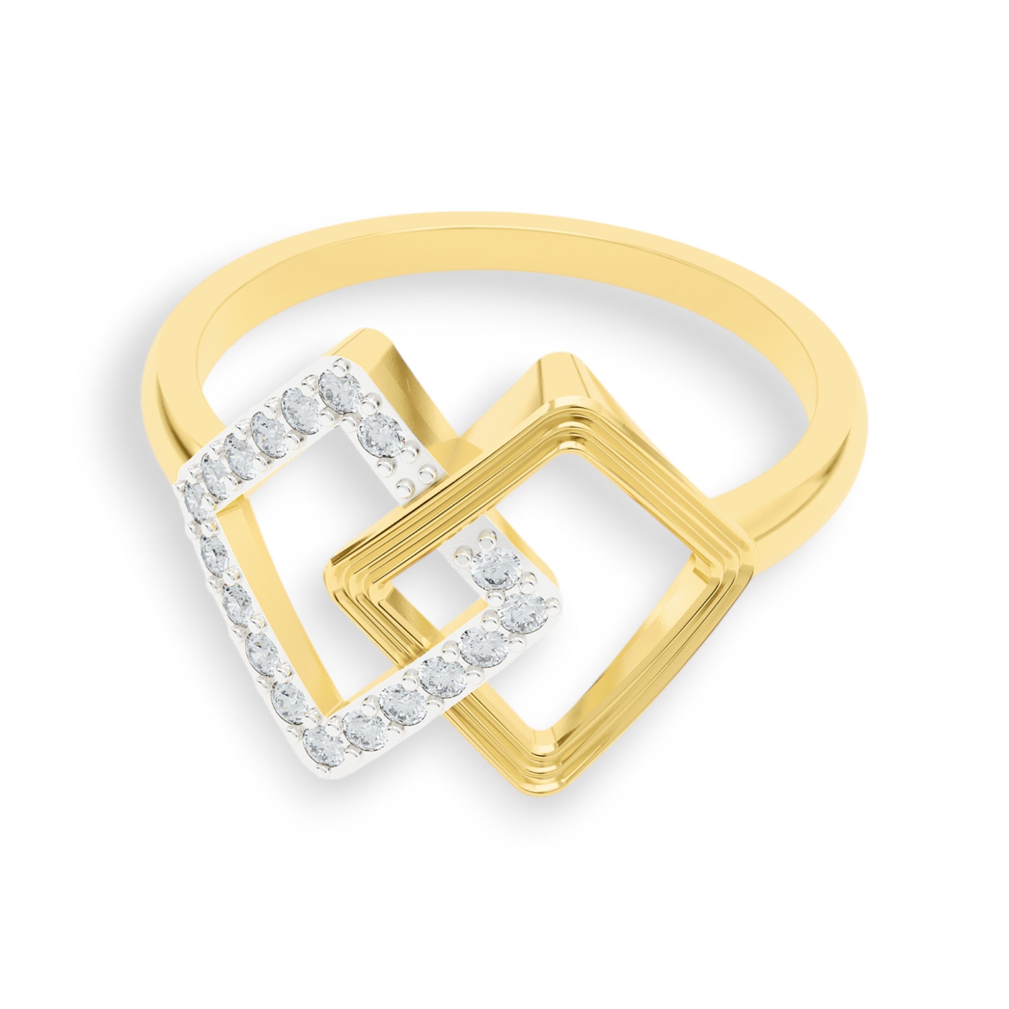 Square Harmony Ring | Gold Diamond Jewellery | Lab Grown Diamond Jewellery  Ring